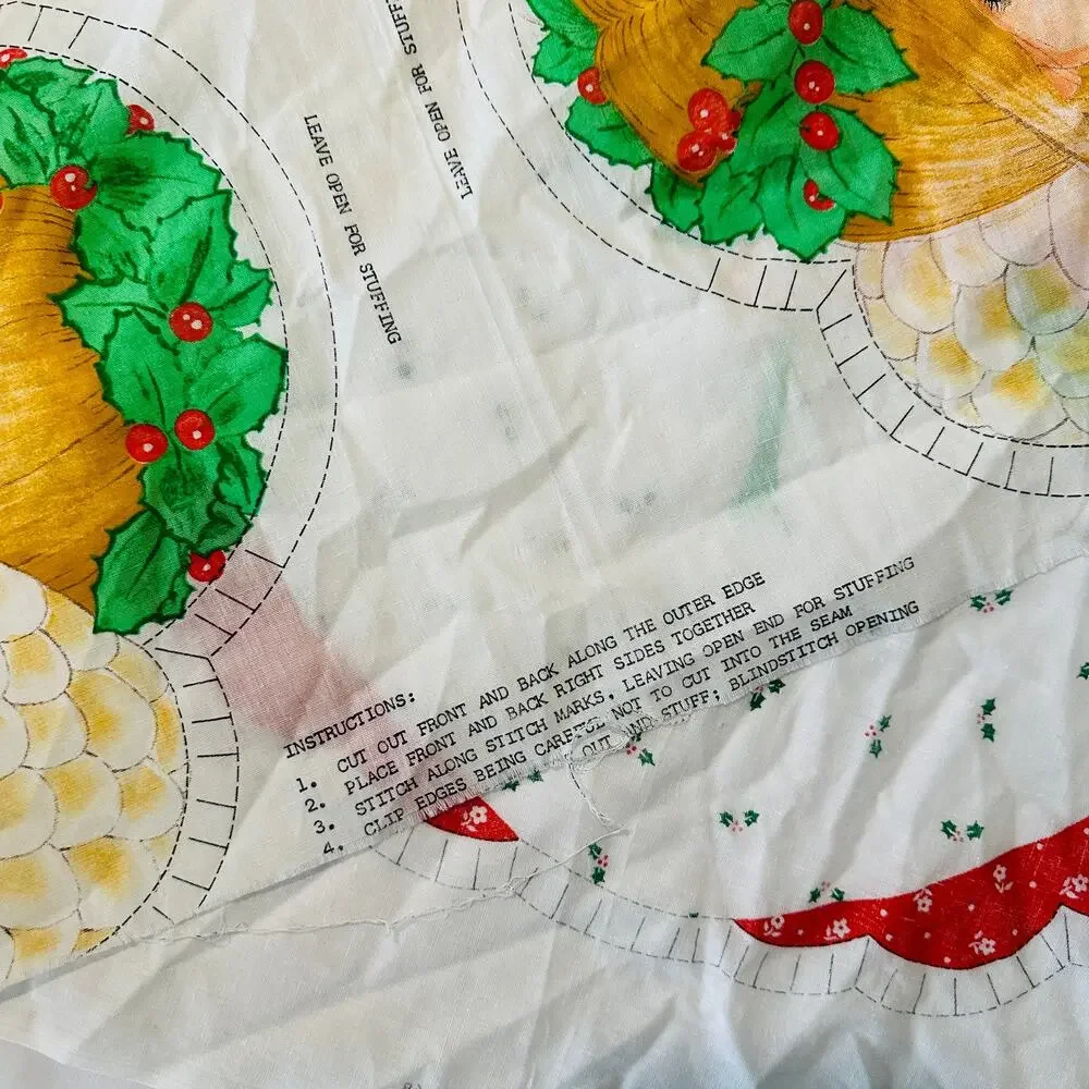 Vintage 70s Spring Mills Cut & Sew Christmas Holiday Angel Doll Fabric Pattern